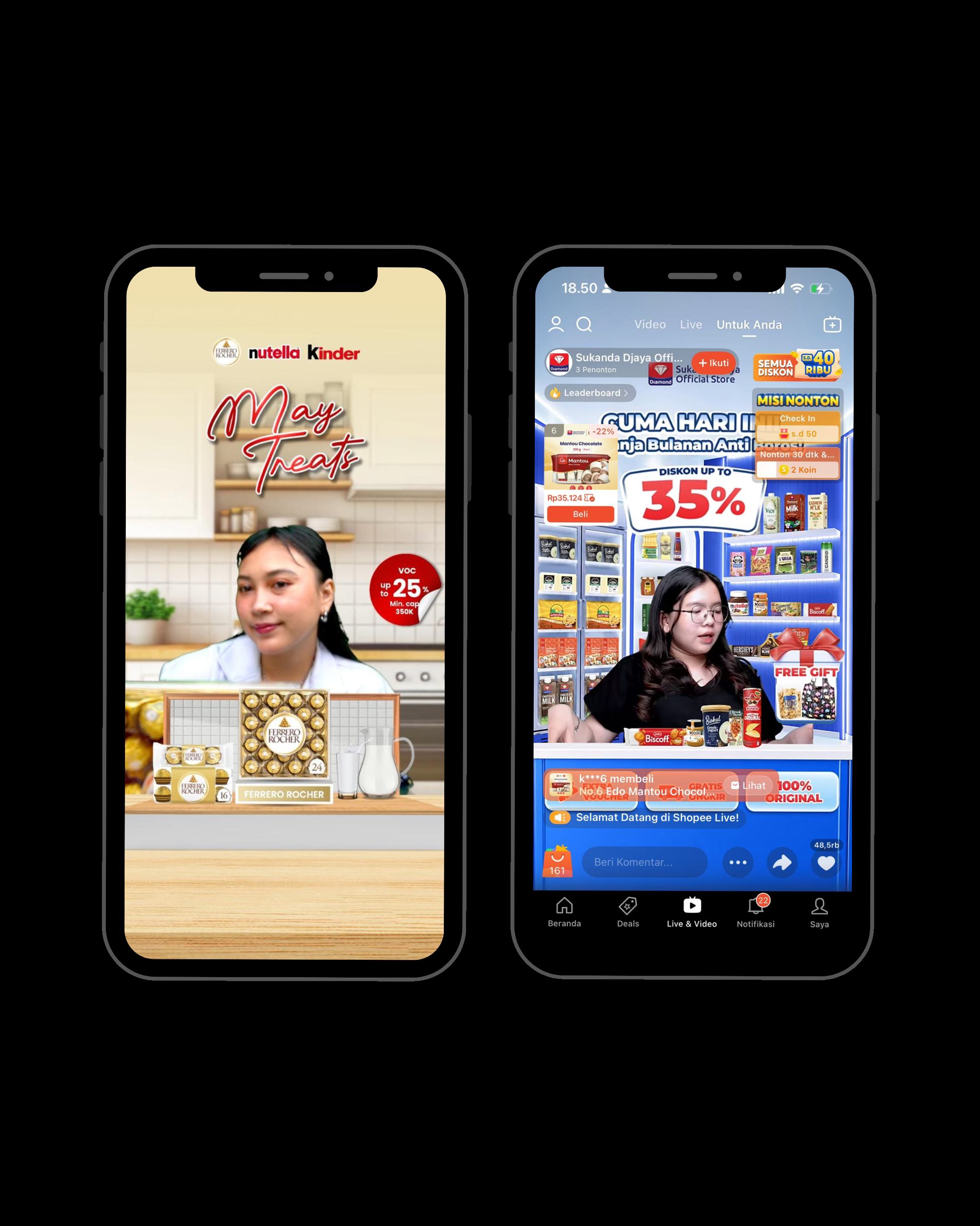 Studio livestreams for Ferrero and Sukanda Djaya